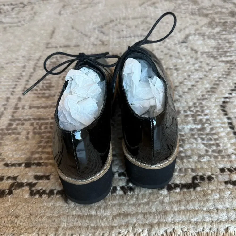 Like New Eileen Fisher Eddy Black Patent Leather Platform Loafer - Picture 6 of 8